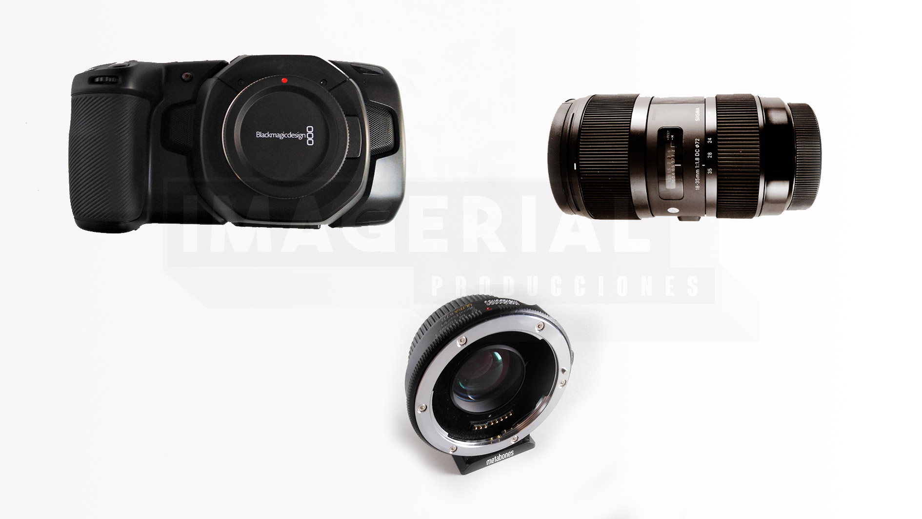 PACK CÁMARA 2: CÁMARA BMPCC 4K + SPEED BOOSTER ULTRA CANON EF LENS -MTF 0.71X + SIGMA ART 18-35. ALQUILER IMAGERIAL PRODUCCIONES MADRID CAPITAL